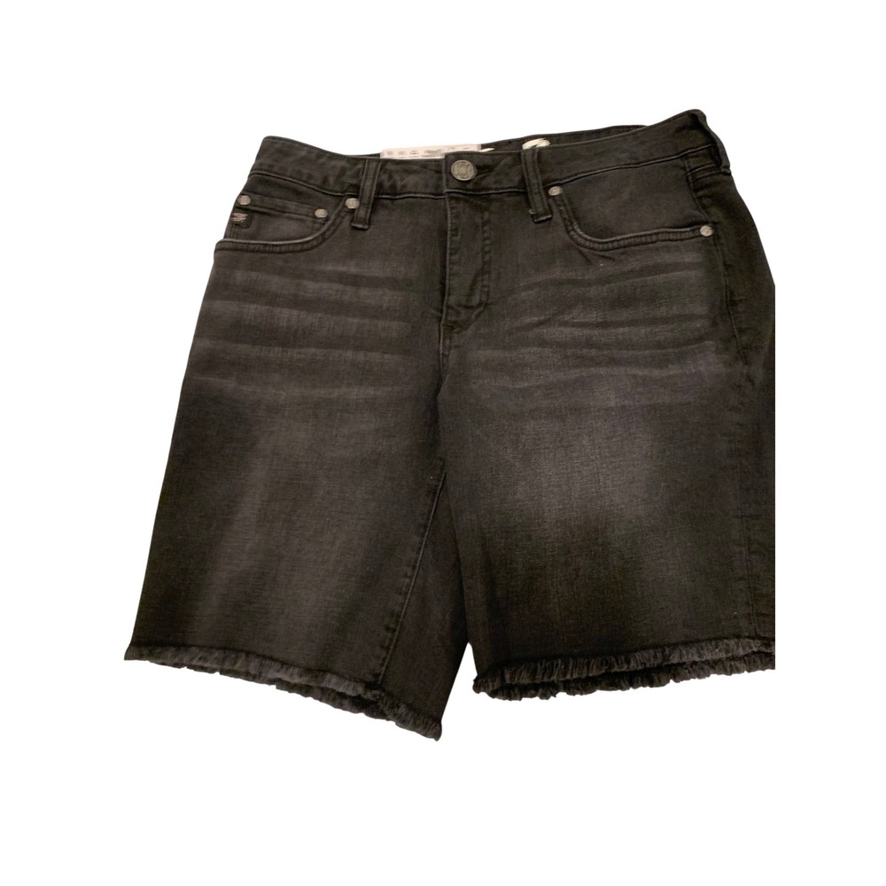 Seven7‎ Relaxed Bermuda Shorts 4 Black Denim Grunge Fray Hem Womens